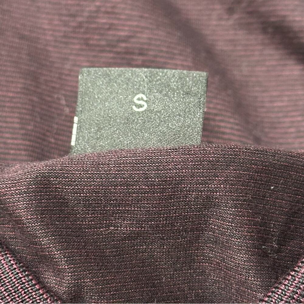 Boss Hugo Boss Mens Size S Plum Black Micro Stripe Cotton Long Sleeve Polo Shirt - Picture 6 of 9